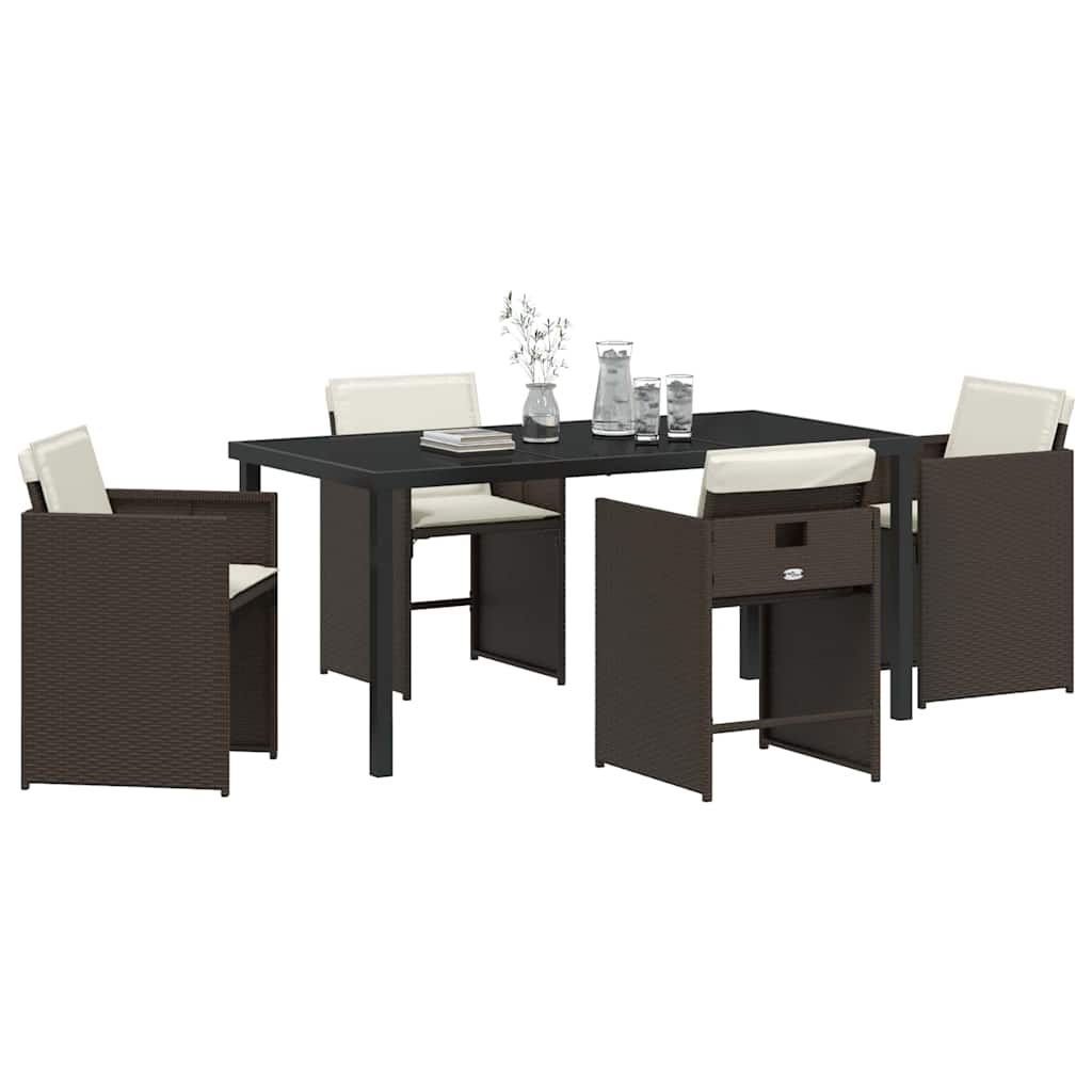 vidaXL Salon de jardin à dîner 5 pcs Résine tressée Marron