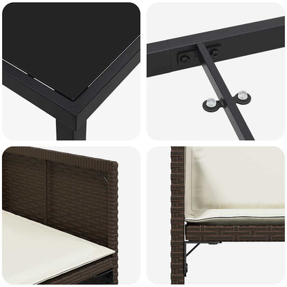 vidaXL Garten Essgruppe 9 pcs Braun Poly-Rattan