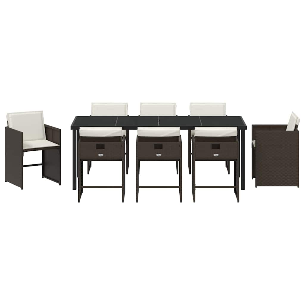 vidaXL Garten Essgruppe 9 pcs Braun Poly-Rattan