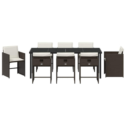 vidaXL Garten Essgruppe 9 pcs Braun Poly-Rattan