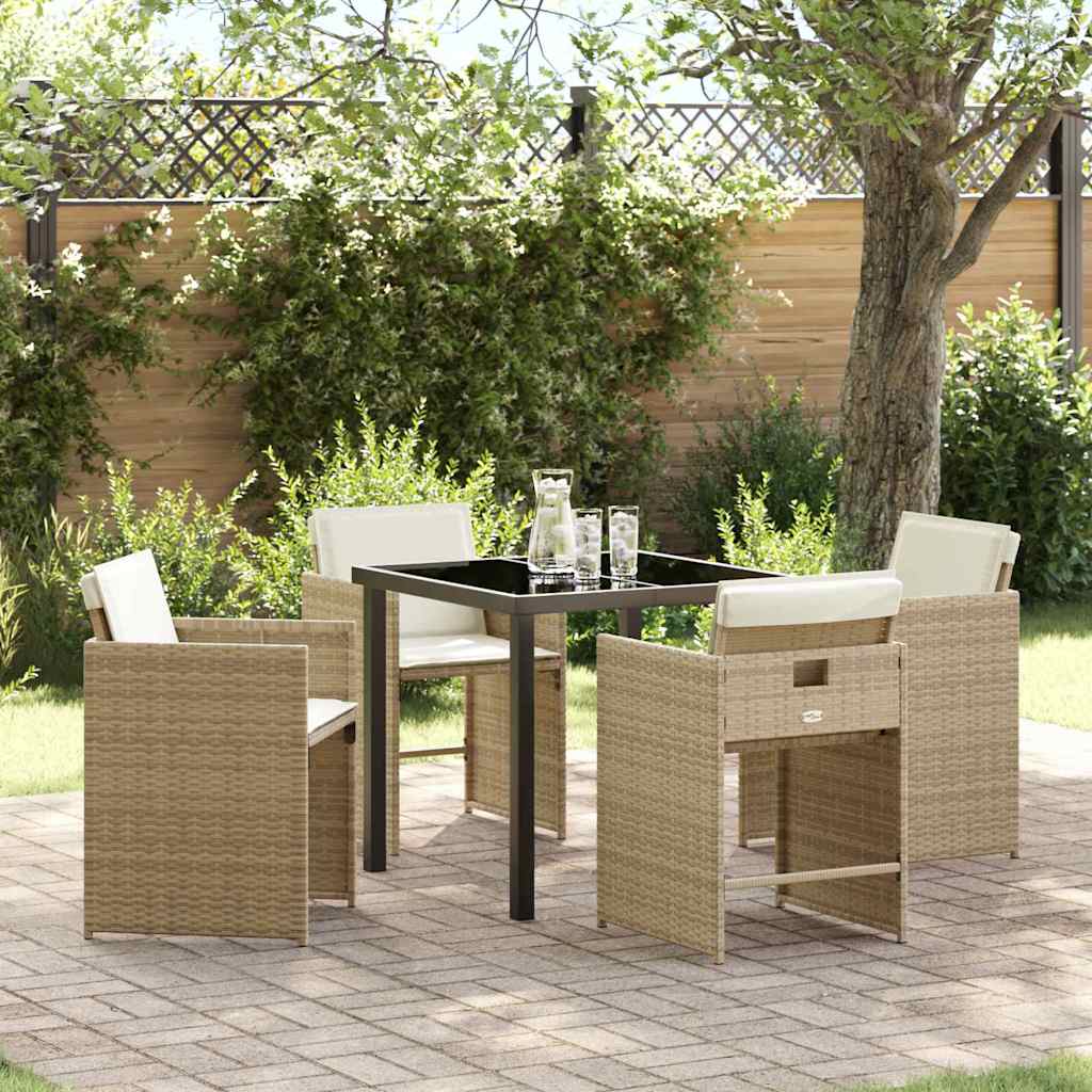 vidaXL Salon de jardin à dîner 5 pcs Beige Poly Rotin