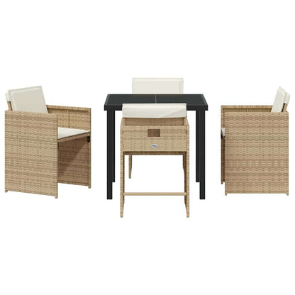 vidaXL Salon de jardin à dîner 5 pcs Beige Poly Rotin