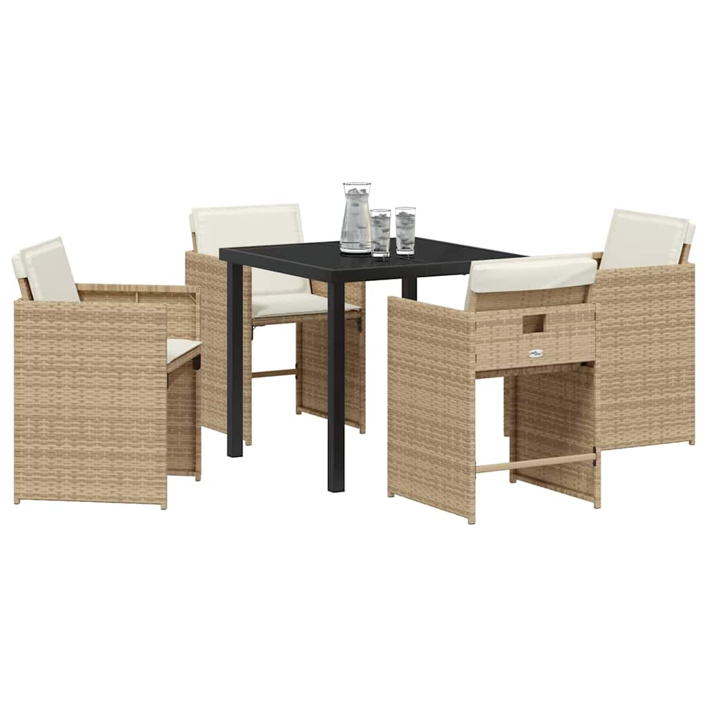 vidaXL Salon de jardin à dîner 5 pcs Beige Poly Rotin
