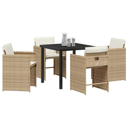 vidaXL Salon de jardin à dîner 5 pcs Beige Poly Rotin
