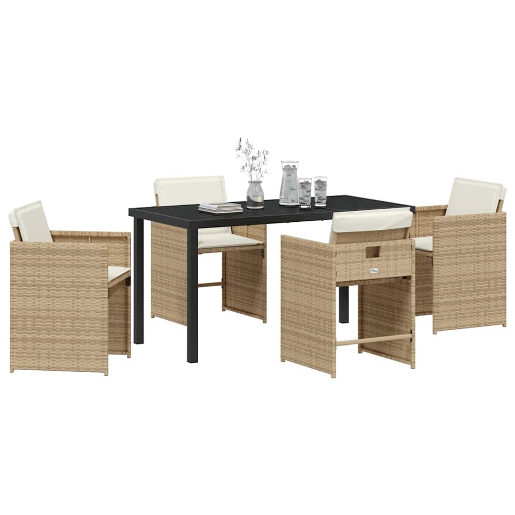 vidaXL Garten Essgruppe 5 pcs Beige Poly-Rattan