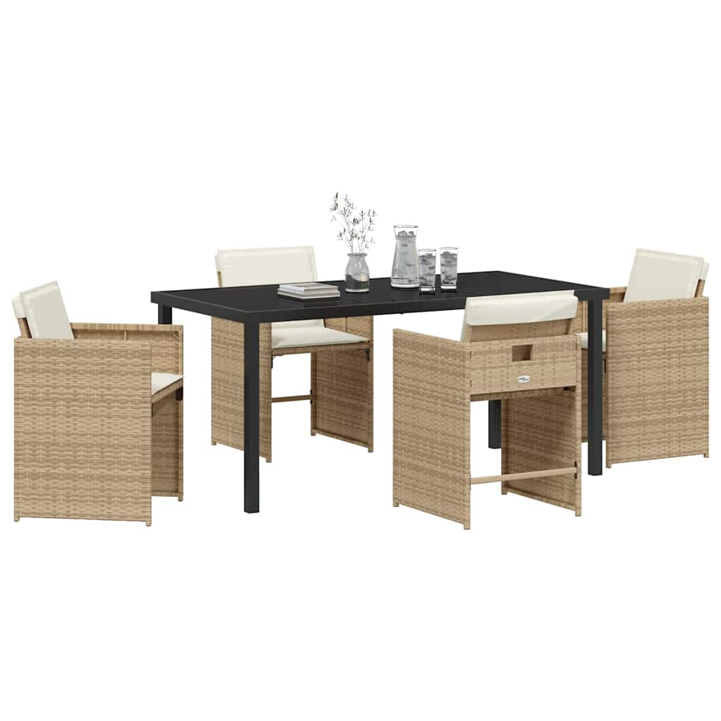 vidaXL Garten Essgruppe 5 pcs Beige Poly-Rattan