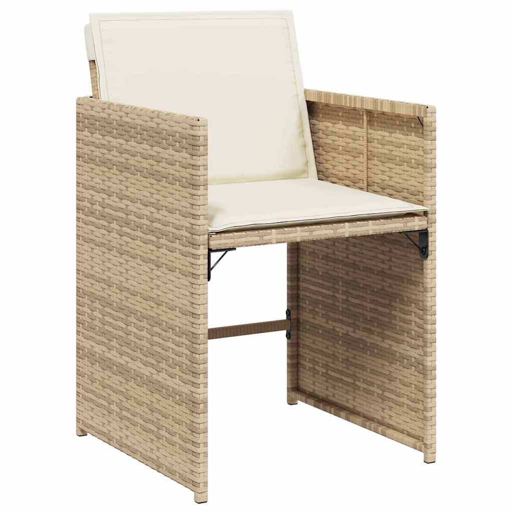 vidaXL Garten Essgruppe 9 pcs Beige Poly-Rattan