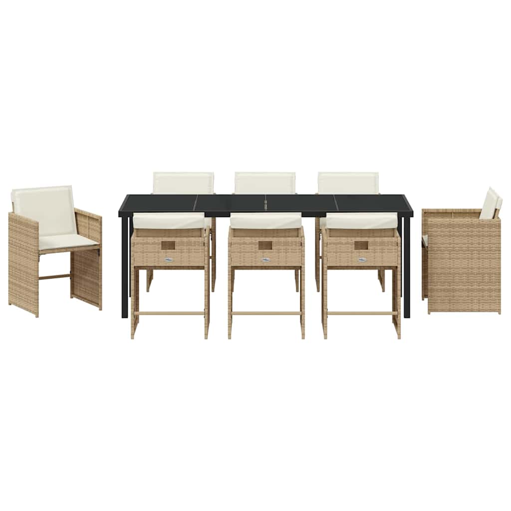 vidaXL Garten Essgruppe 9 pcs Beige Poly-Rattan