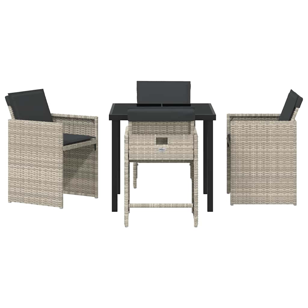 vidaXL Garten Essgruppe 5 pcs Hellgrau Poly-Rattan