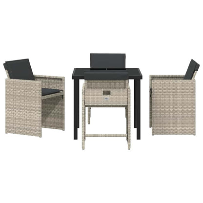 vidaXL Garten Essgruppe 5 pcs Hellgrau Poly-Rattan