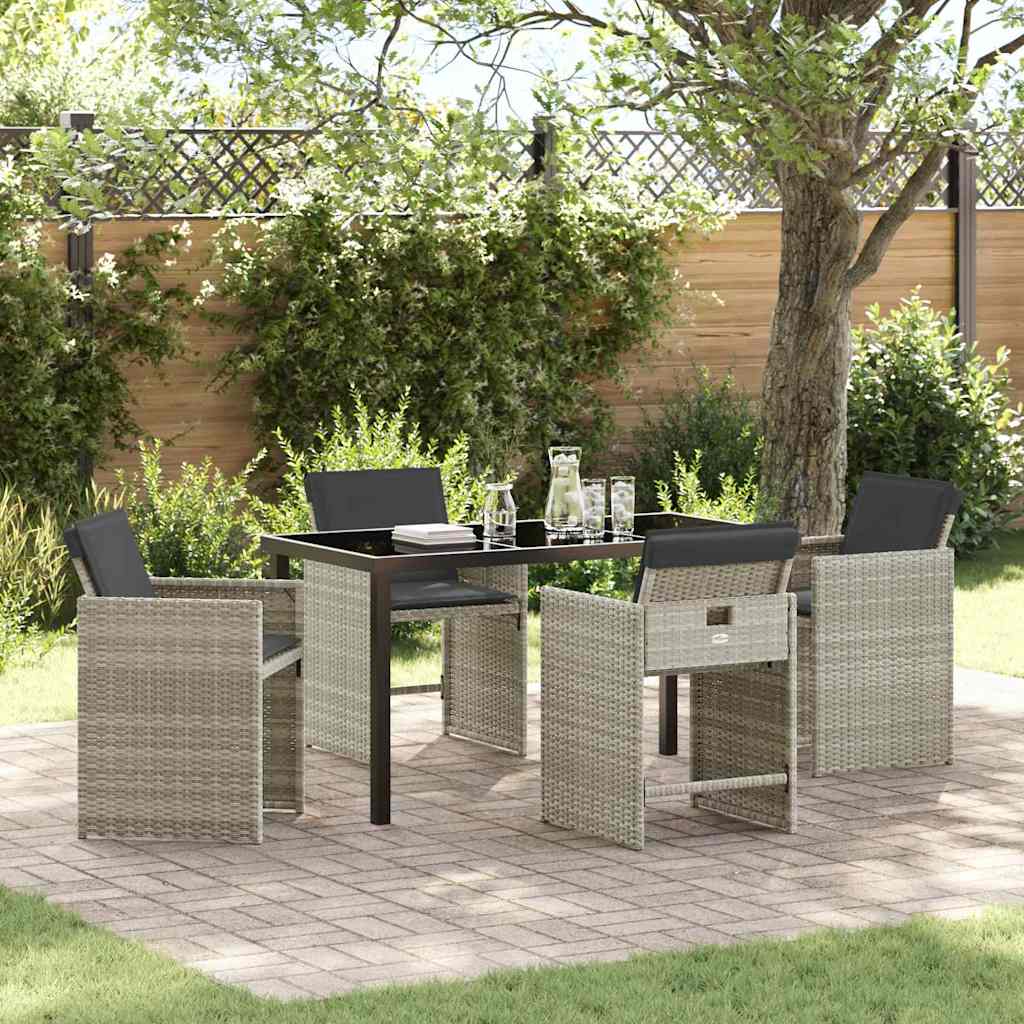 Garten Essgruppe 5 pcs Hellgrau Poly-Rattan