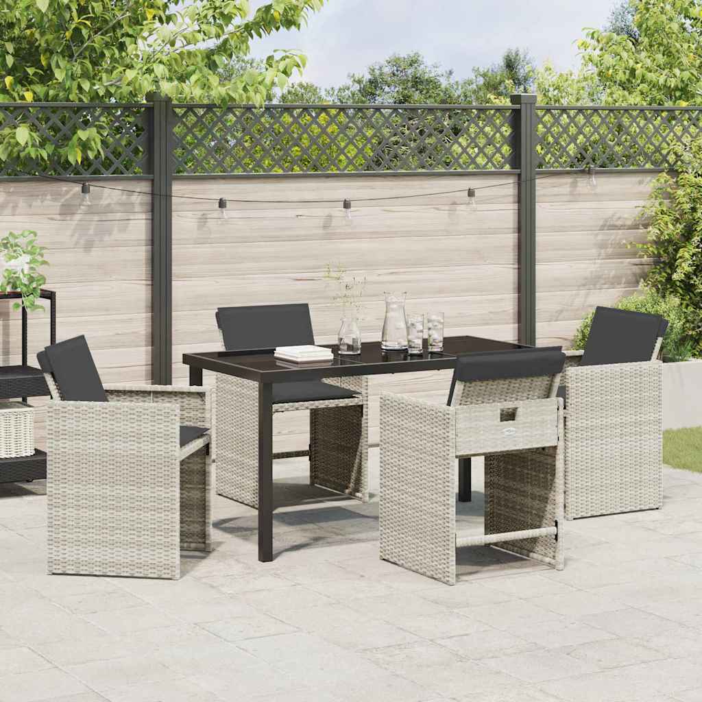 Garten Essgruppe 5 pcs Hellgrau Poly-Rattan