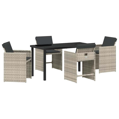 Garten Essgruppe 5 pcs Hellgrau Poly-Rattan