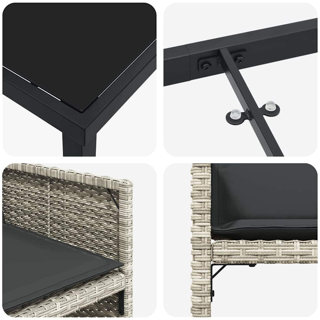 Garten Essgruppe 9 pcs Hellgrau Poly-Rattan