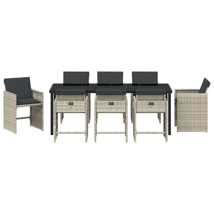 Garten Essgruppe 9 pcs Hellgrau Poly-Rattan