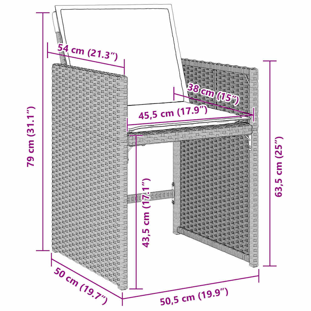 Garten Essgruppe 9 pcs Hellgrau Poly-Rattan