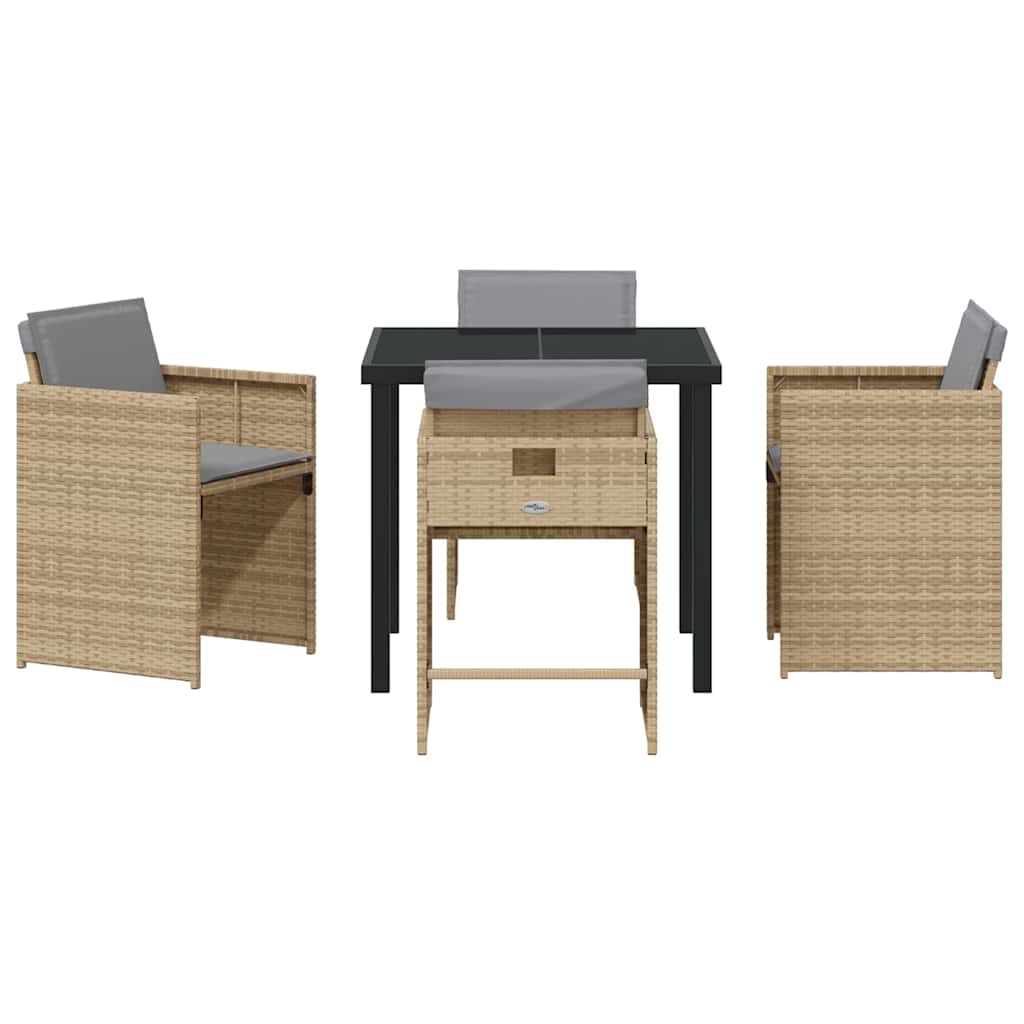vidaXL Ensemble de salle à manger de jardin 5 pcs Beige Résine tressée