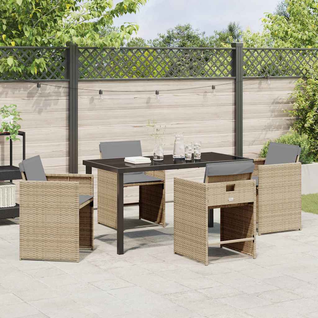 vidaXL Salon de jardin 5 pcs Beige Résine tressée
