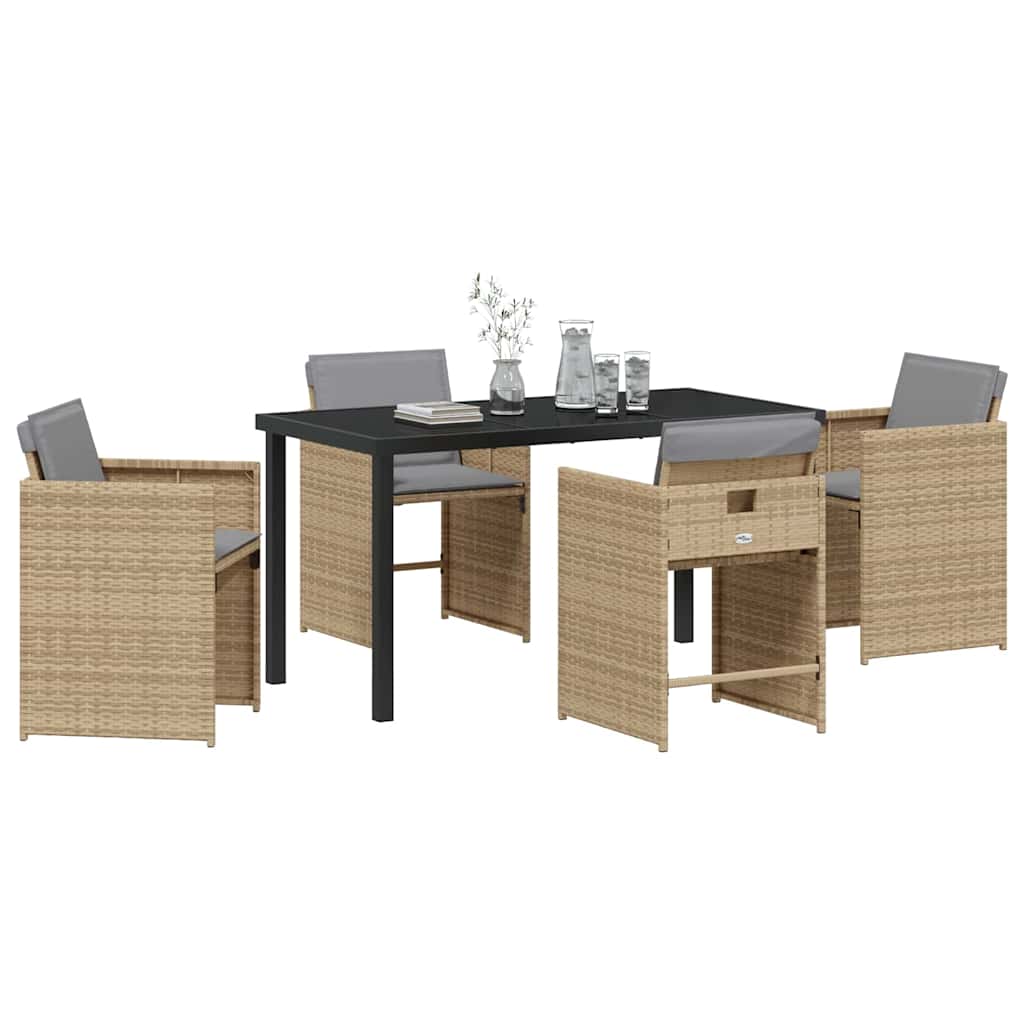 vidaXL Salon de jardin 5 pcs Beige Résine tressée