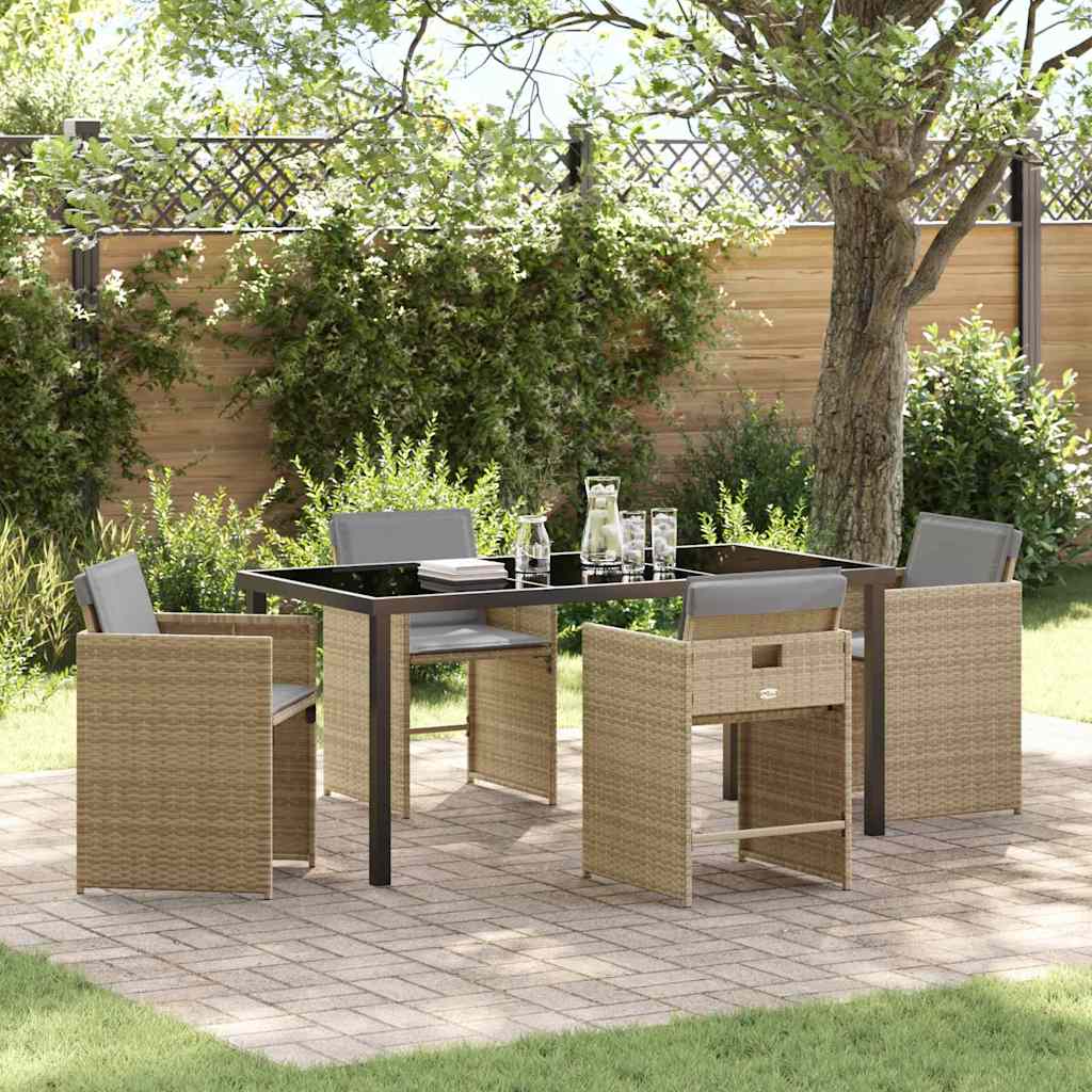 vidaXL Ensemble de salle à manger de jardin 5 pcs en polyrotin beige