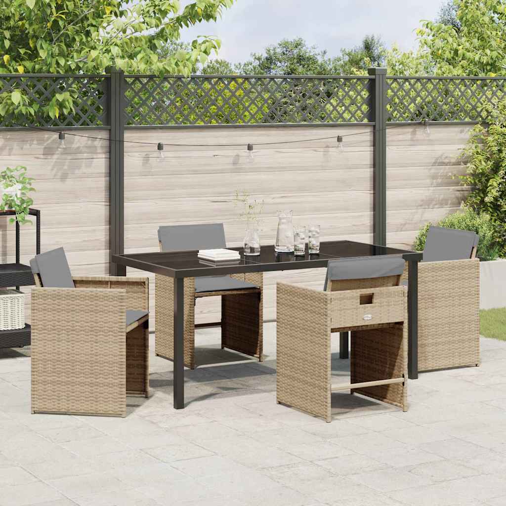vidaXL Ensemble de salle à manger de jardin 5 pcs en polyrotin beige