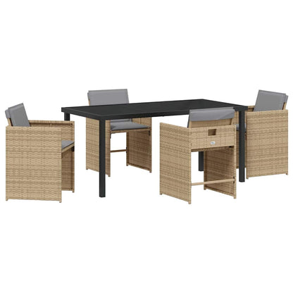 vidaXL Ensemble de salle à manger de jardin 5 pcs en polyrotin beige