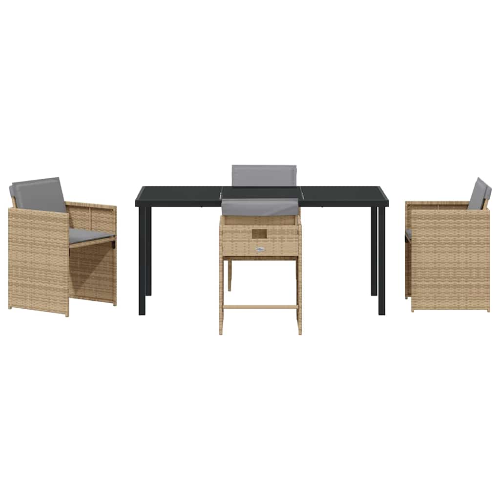 vidaXL Ensemble de salle à manger de jardin 5 pcs en polyrotin beige