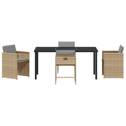 vidaXL Ensemble de salle à manger de jardin 5 pcs en polyrotin beige
