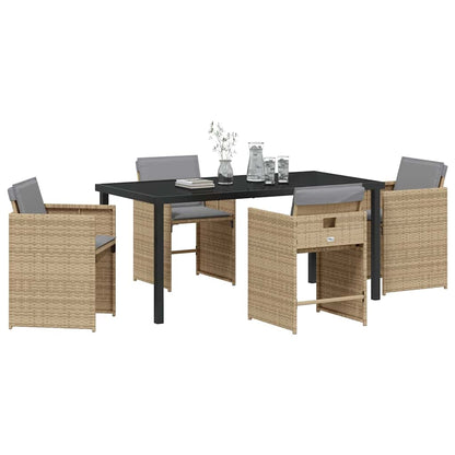 vidaXL Ensemble de salle à manger de jardin 5 pcs en polyrotin beige