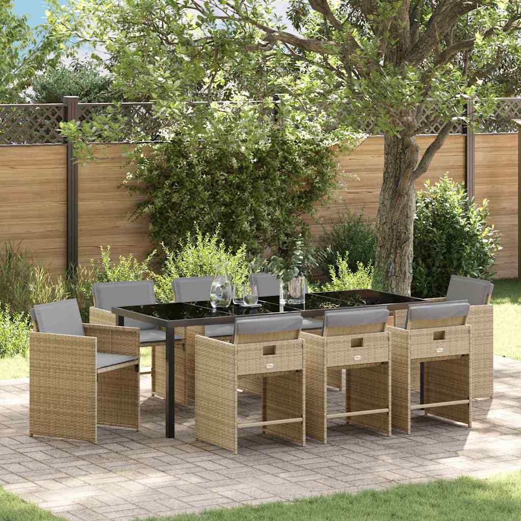 vidaXL Ensemble de salle à manger de jardin 9 pcs Beige Résine tressée