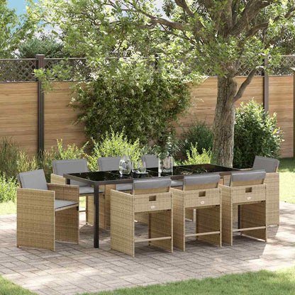 vidaXL Ensemble de salle à manger de jardin 9 pcs Beige Résine tressée