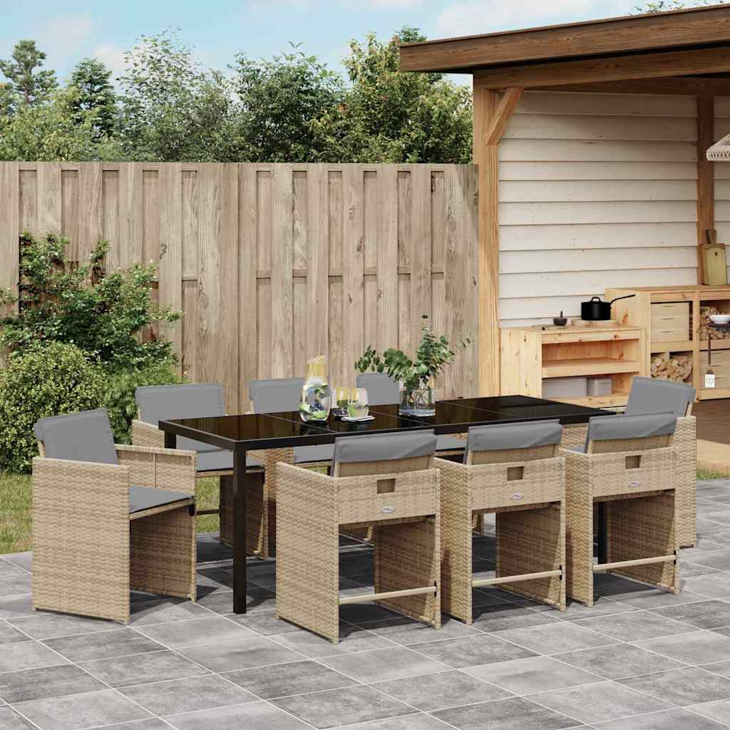vidaXL Ensemble de salle à manger de jardin 9 pcs Beige Résine tressée