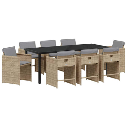 vidaXL Ensemble de salle à manger de jardin 9 pcs Beige Résine tressée