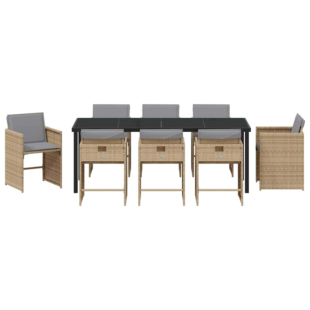 vidaXL Ensemble de salle à manger de jardin 9 pcs Beige Résine tressée