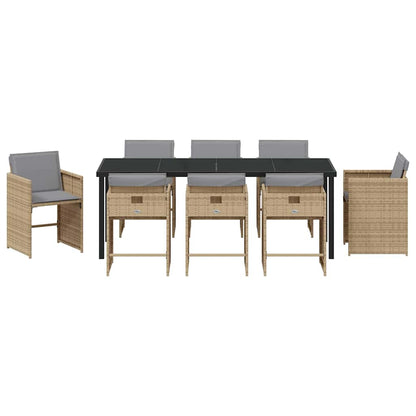 vidaXL Ensemble de salle à manger de jardin 9 pcs Beige Résine tressée