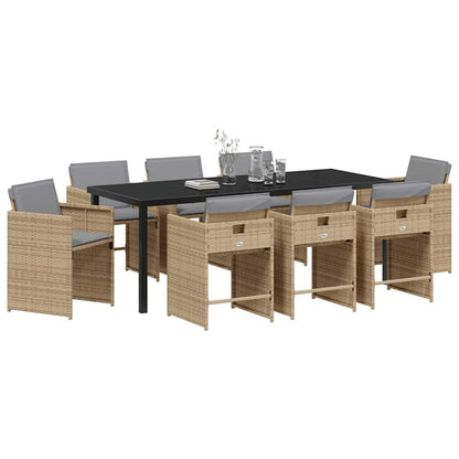 vidaXL Ensemble de salle à manger de jardin 9 pcs Beige Résine tressée