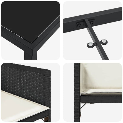 vidaXL Ensemble repas de jardin 5 pcs résine tressée noir