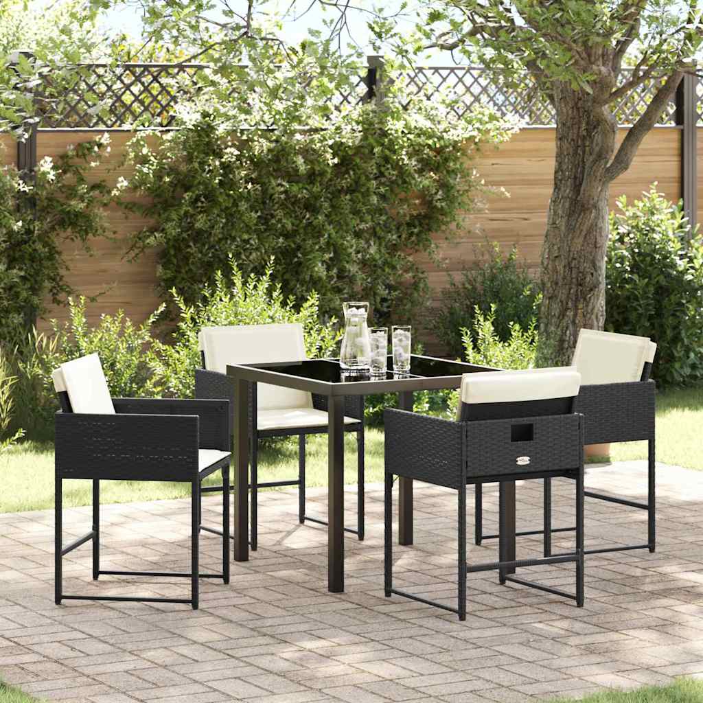vidaXL Ensemble repas de jardin 5 pcs résine tressée noir