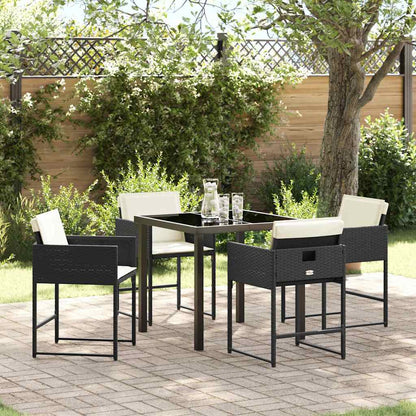 vidaXL Ensemble repas de jardin 5 pcs résine tressée noir