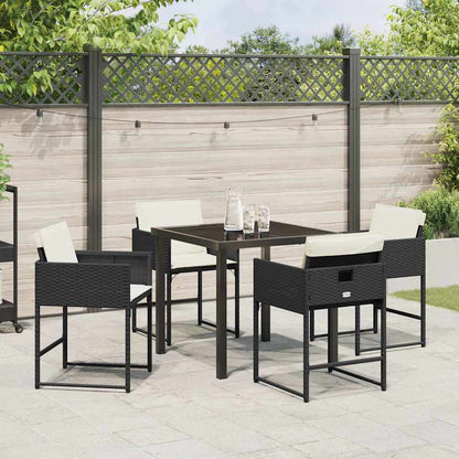vidaXL Ensemble repas de jardin 5 pcs résine tressée noir