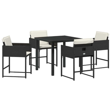 vidaXL Ensemble repas de jardin 5 pcs résine tressée noir