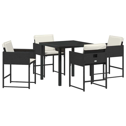 vidaXL Ensemble repas de jardin 5 pcs résine tressée noir