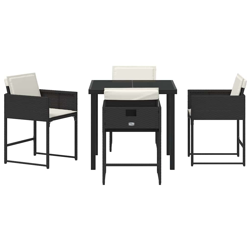 vidaXL Ensemble repas de jardin 5 pcs résine tressée noir