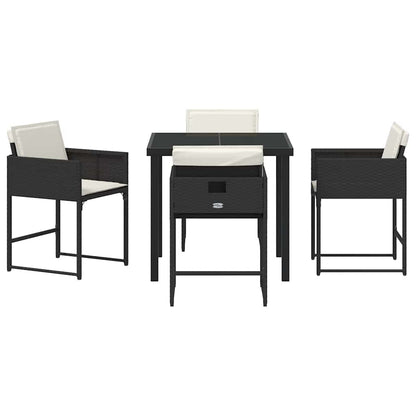 vidaXL Ensemble repas de jardin 5 pcs résine tressée noir