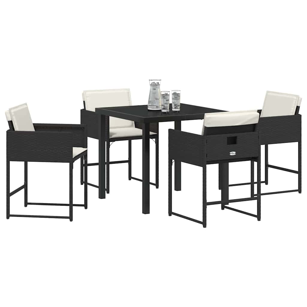 vidaXL Ensemble repas de jardin 5 pcs résine tressée noir