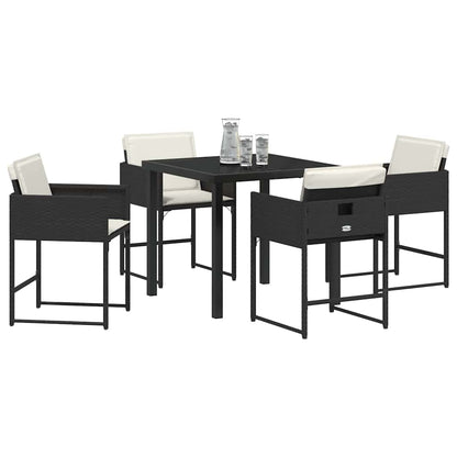 vidaXL Ensemble repas de jardin 5 pcs résine tressée noir