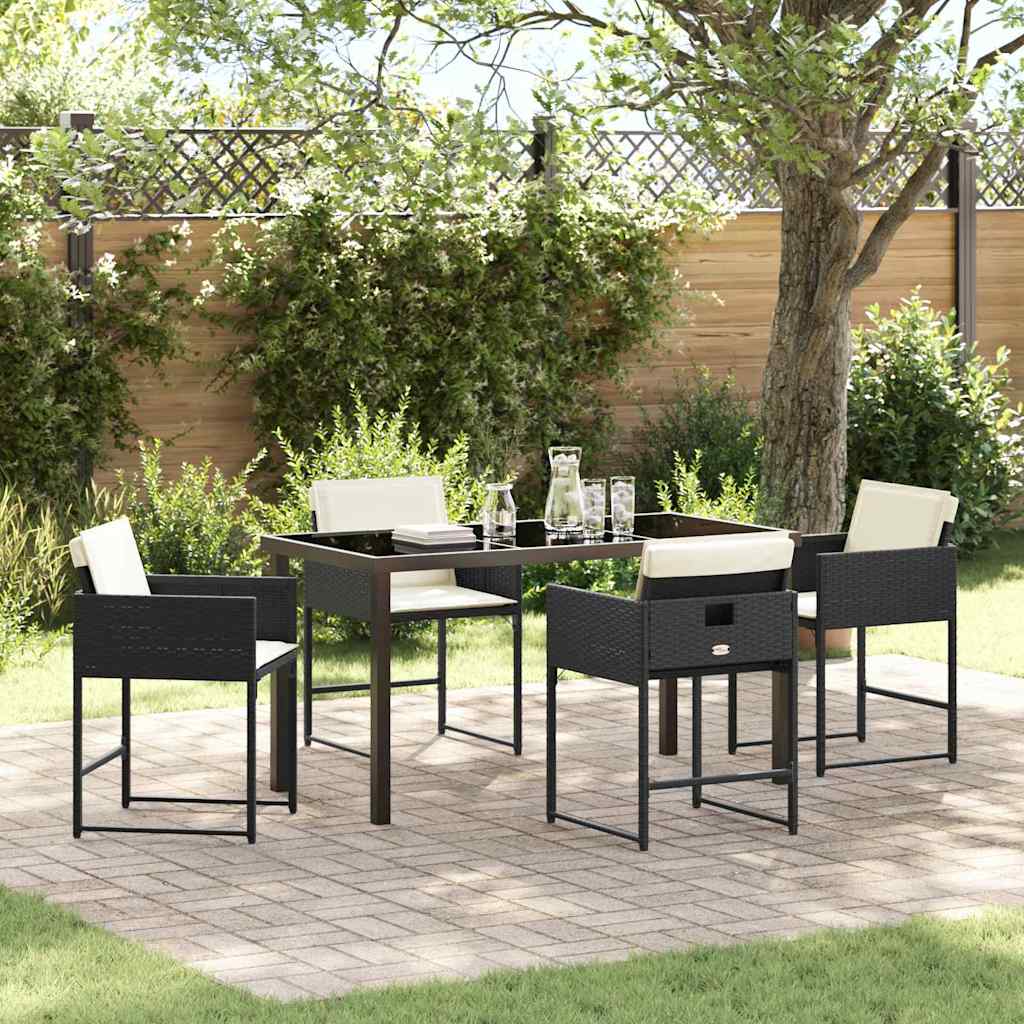 vidaXL Ensemble repas de jardin 5 pcs résine tressée noir