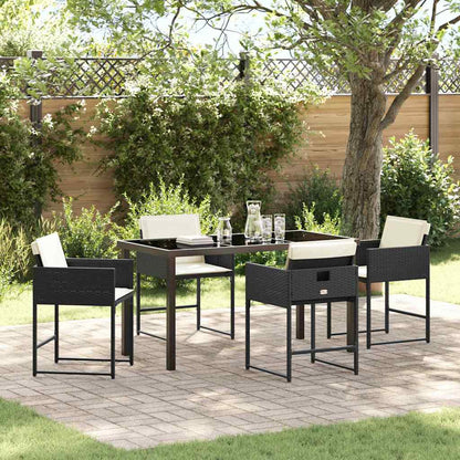 vidaXL Ensemble repas de jardin 5 pcs résine tressée noir