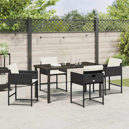 vidaXL Ensemble repas de jardin 5 pcs résine tressée noir
