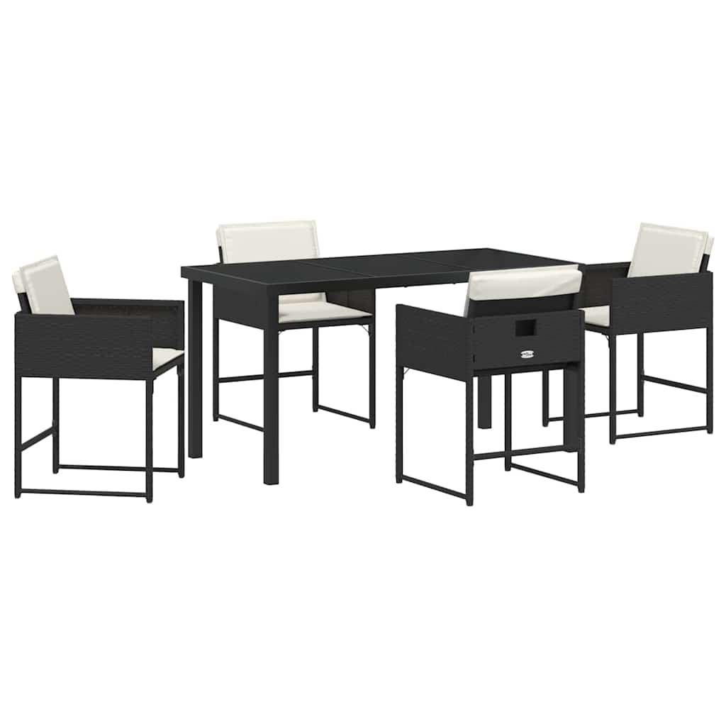 vidaXL Ensemble repas de jardin 5 pcs résine tressée noir